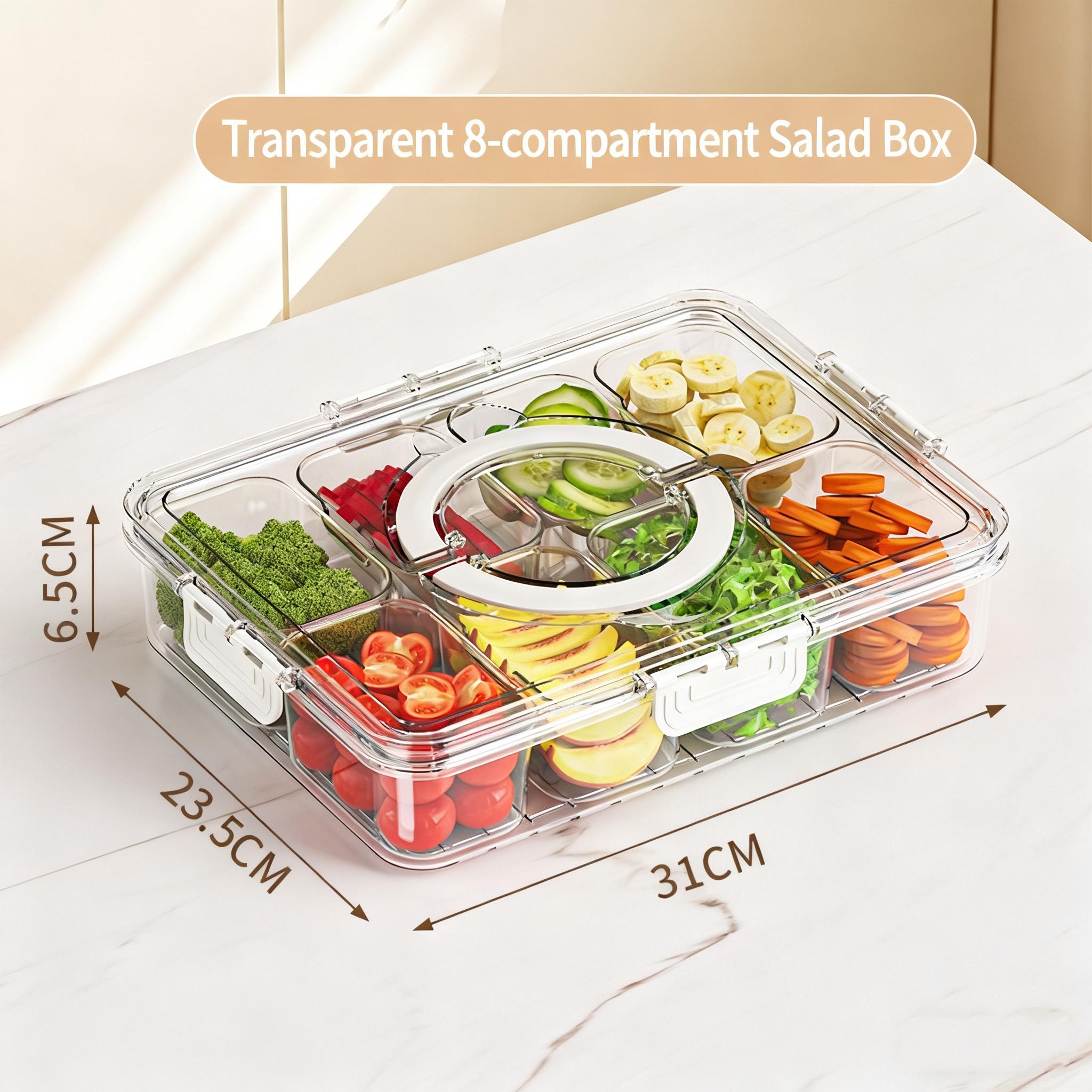Divided Serving Tray With Lid Food Storage Container Snack Box 4/8 Compartment Snack Containers Fruit Storage Containers 1-tier