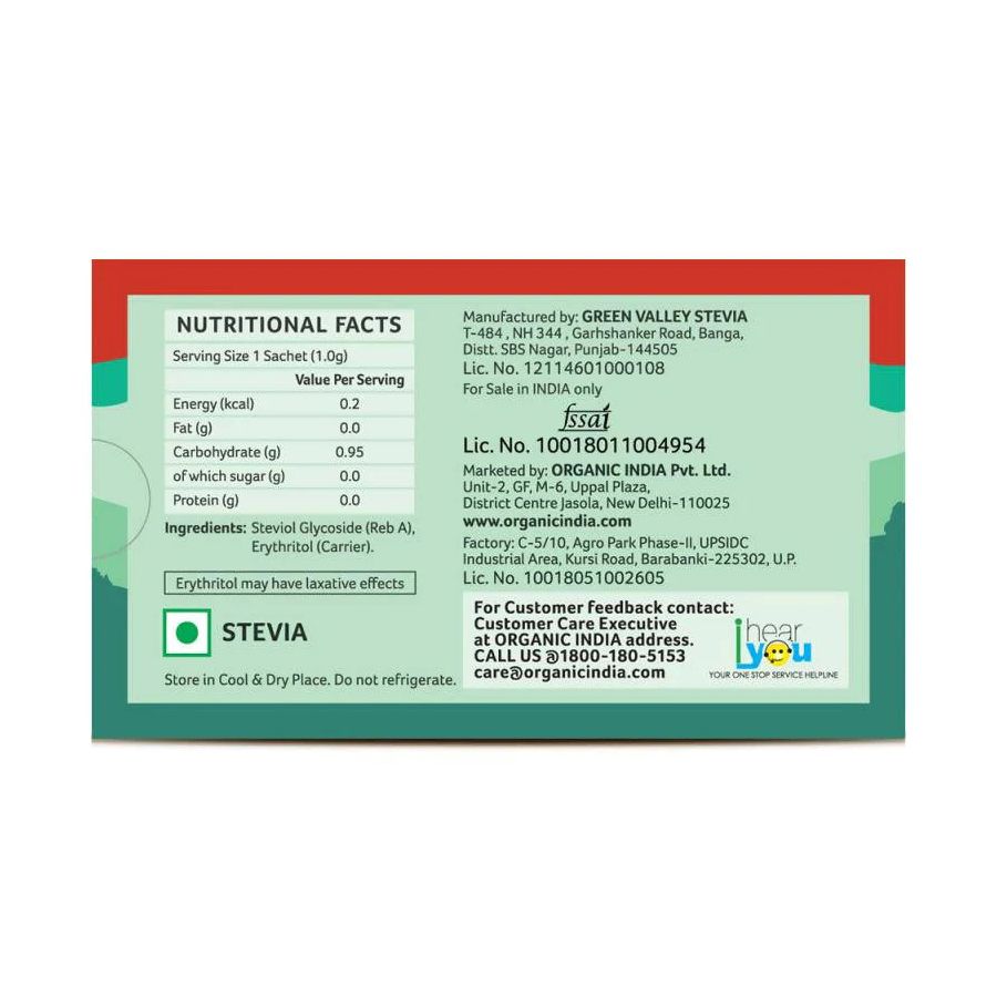 Stevia: Natural Sugar Substitute (25 Pak, 1 G), Organic Stevia, Organic India