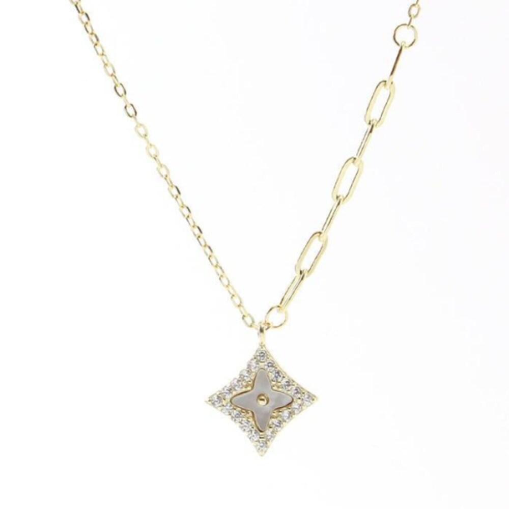 [Onoma] Onm Bijou Holic 92.5 Silver Gold-Plated Mother-of-Pearl Dine Square Necklace (16462809)