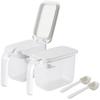 Seasoning Pot with Spoon Seasoning Container with Salt and Sugar Shakers Good Lock Container R209W (One-Touch Opening), Moisture-Proof Gasket,