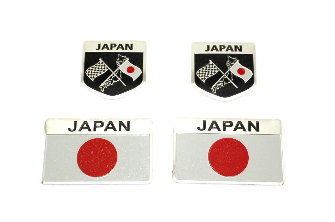 

speed mao Car Japan Japan Flag Emblem Aluminum Stickers, 2 Types, Set of 4