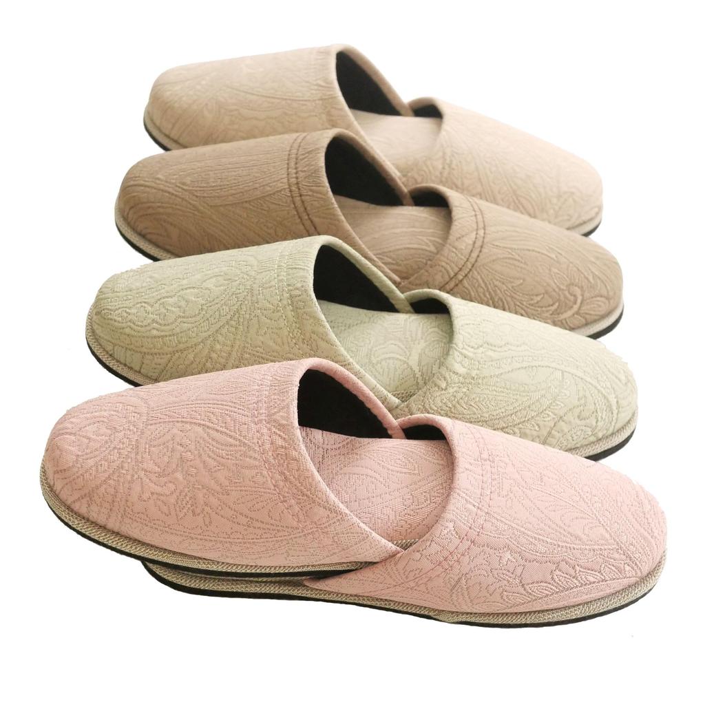 Set of 4 Guest Paisley Felt Outer 27cm Chausse' Slippers, Design, Sole, Year-Round Use, 7a33-4, Dimensions