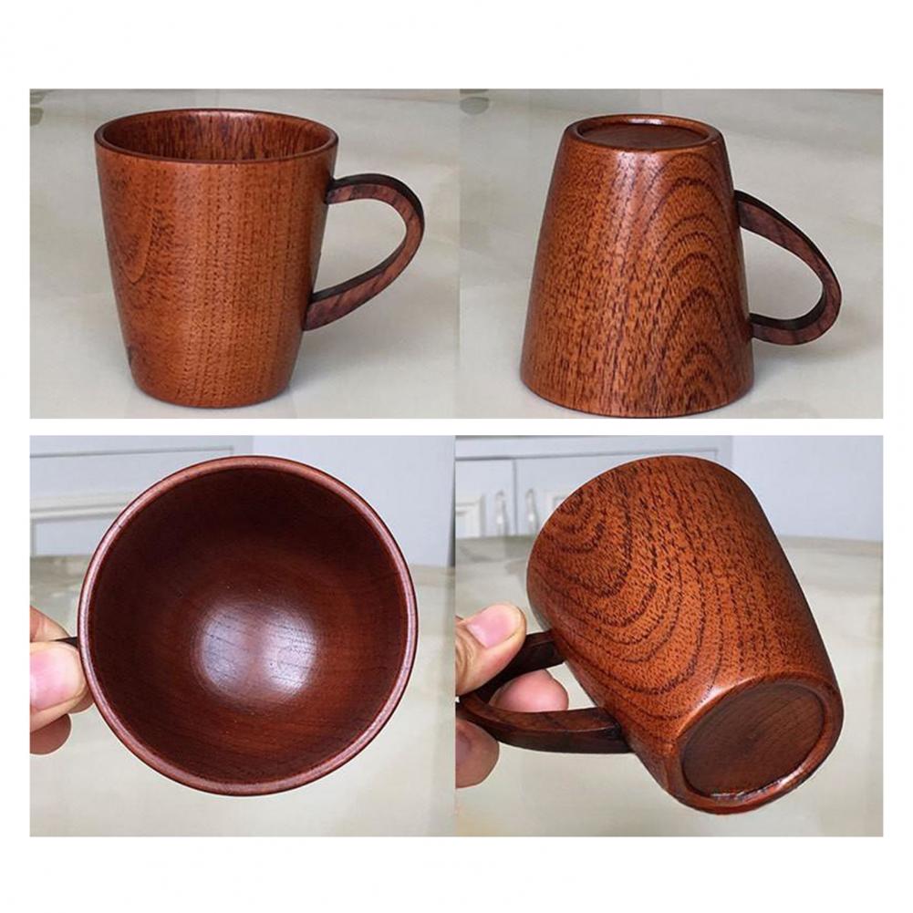 Natural Solid Wood Tea Cup Handcrafted Wooden Tea Cups for Tea Lovers Vintage Drinking Cup for Coffee Wine Natural Wood