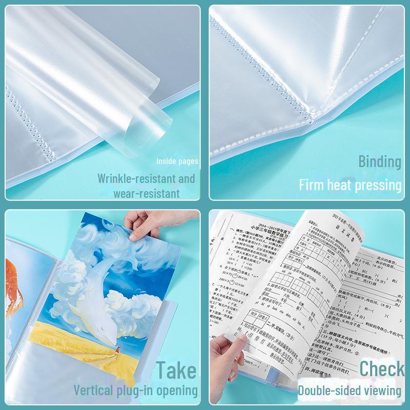 A4 Transparent Insert Folder: Data, Test Paper, Sheet Music, and Storage Book for Students.