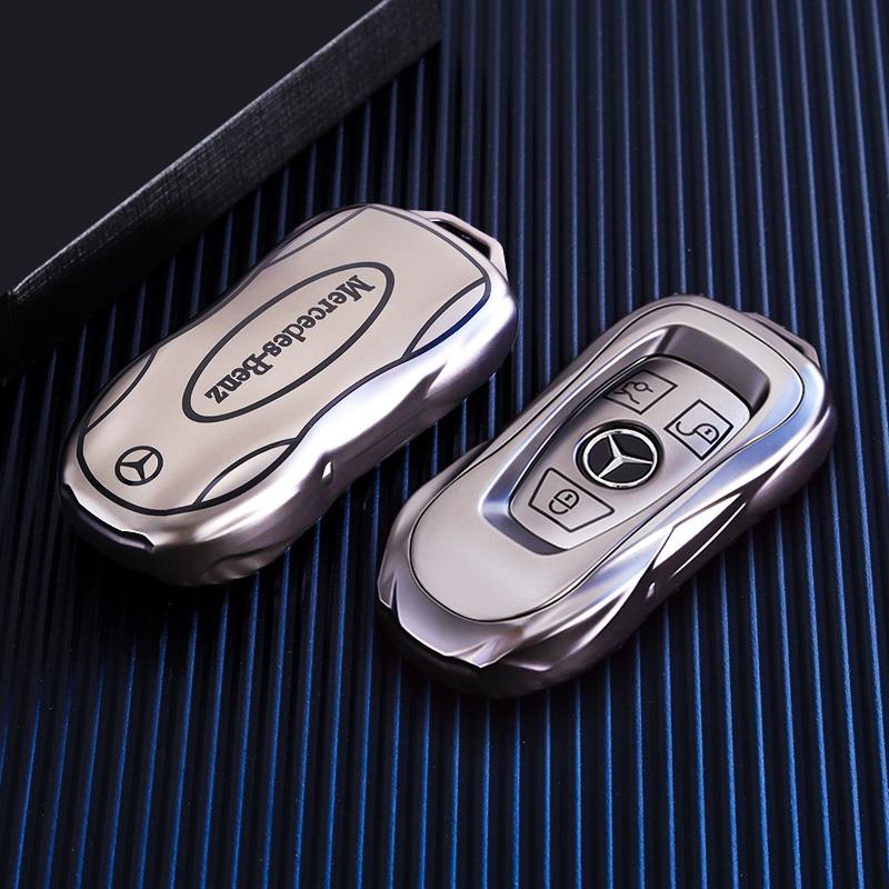 PZQ2 Leather Car Key Case Cover Fob Protector for Mercedes Benz GLC300L E30 W207 A C E S G GLS Class W177 W205 W213 W222 G63 X167 AMG