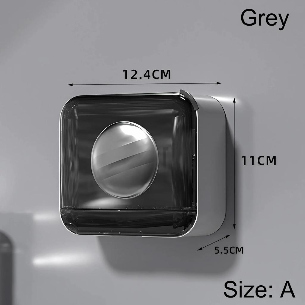 1PC Luxury Soap Dish Wall-Mounted Soap Box with Lid Suitable for Bathroom and Toilet No-Drill Drainage Design