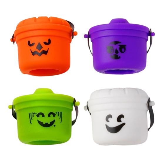 Halloween Pumpkin Bucket Straw Topper Drinking Straw Cap for 30oz