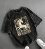 T-shirt Graphique Sirène Lavage Acide Style Vintage Rétro Streetwear Haut Coton Lavé Style Harajuku Hip Hop Décontracté