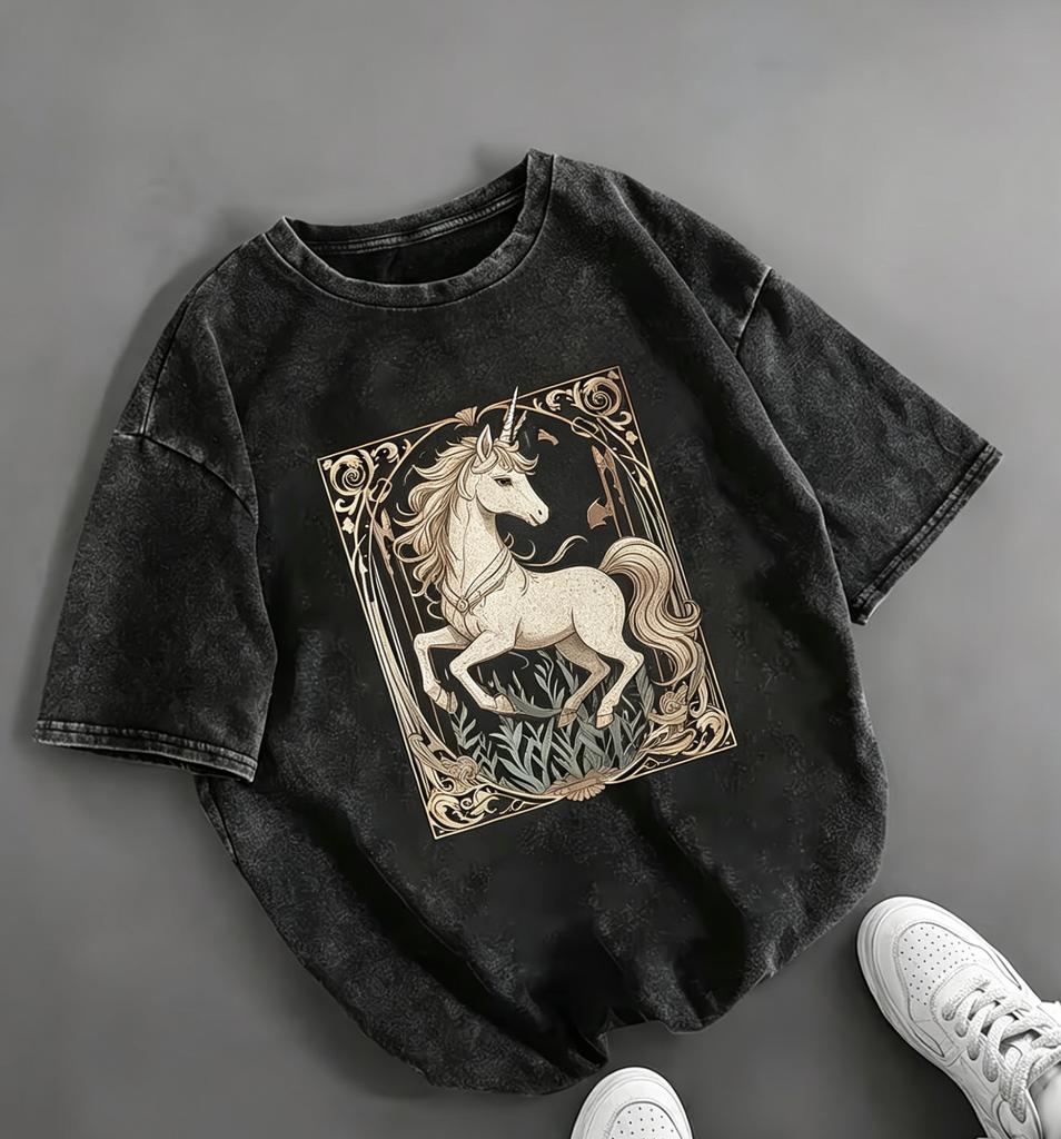 T-shirt Graphique Sirène Lavage Acide Style Vintage Rétro Streetwear Haut Coton Lavé Style Harajuku Hip Hop Décontracté