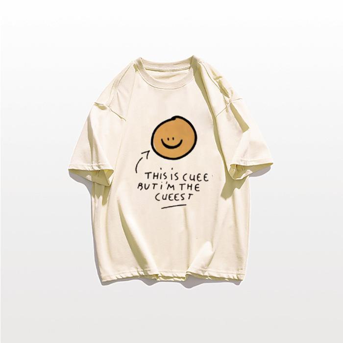 

Женская футболка с коротким рукавом из чистого хлопка, новинка лета 2025, модный зарубежный стиль, свободная и тонкая, трендовый бренд, нишевый неконфликтный топ S