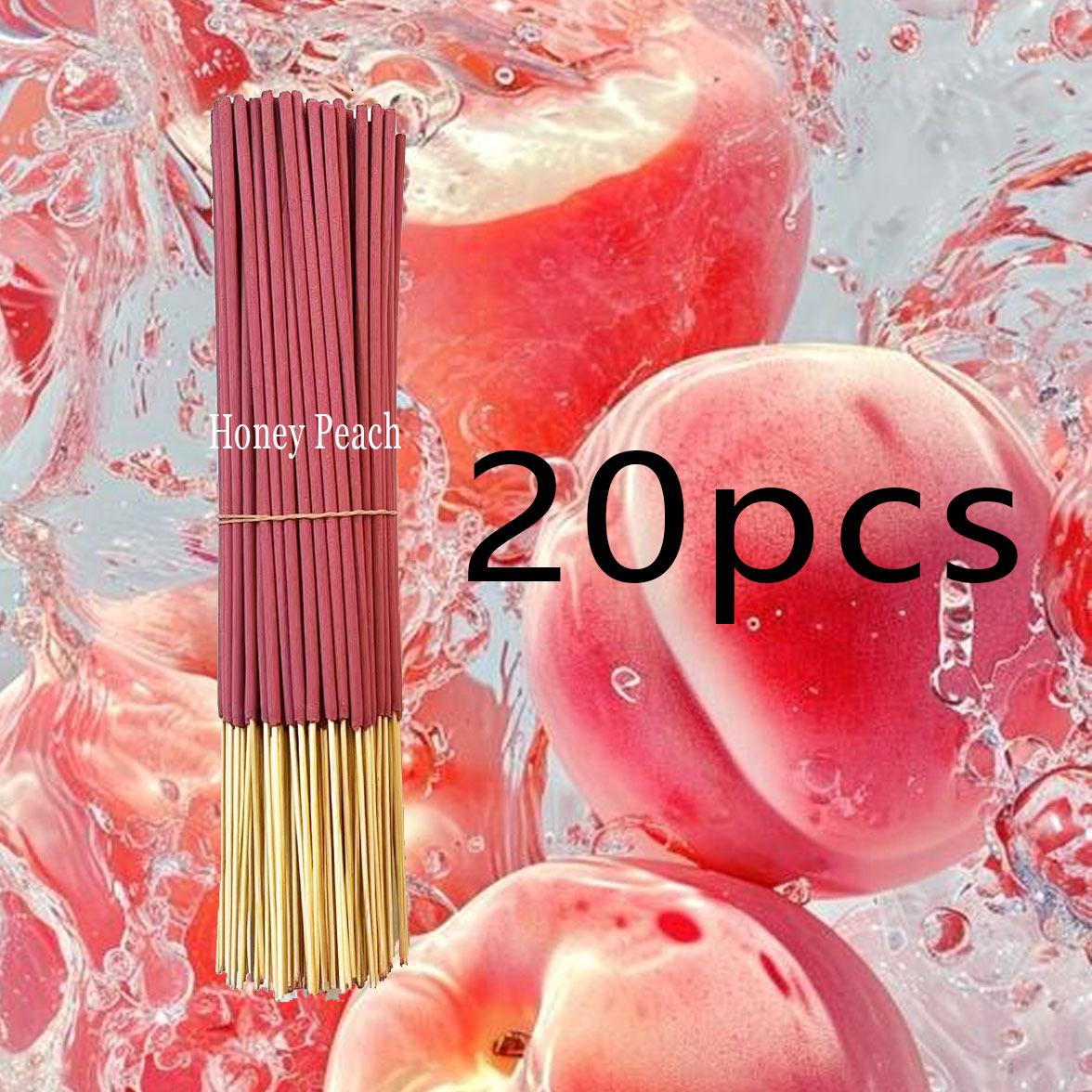 Peach Scented Incense Sticks with Bamboo Skewers, 22cm - Aroma Bestseller with Incense Burner, Customizable Labels