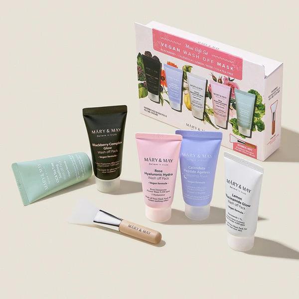 Mary&May Vegan Wash Off Mask Mini Gift Set (30g X5), Moisturising, Kbeauty, Korean Cosmetics, Sample