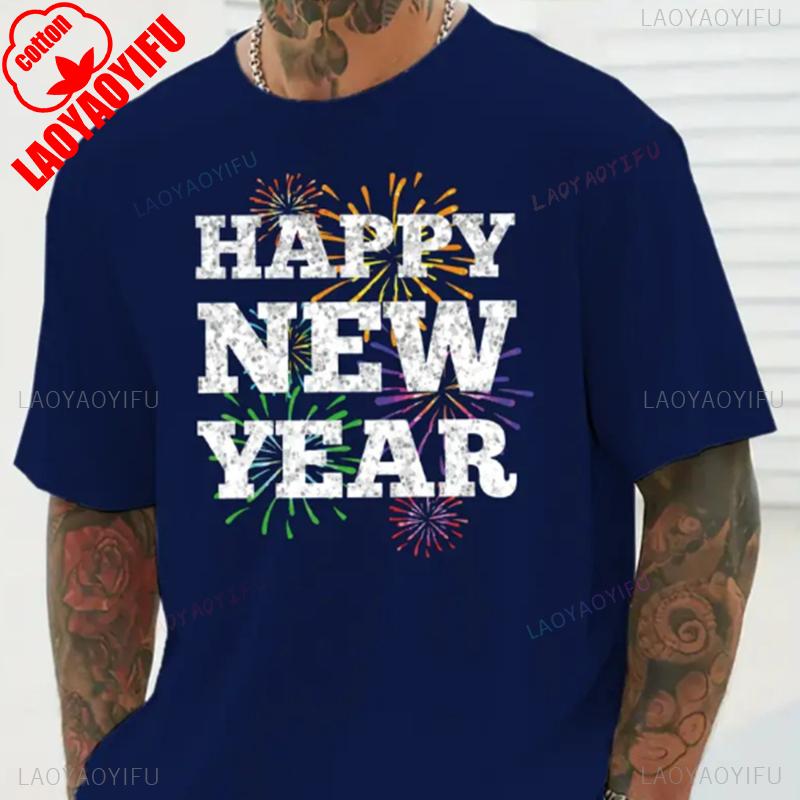 Unisexs 2026 Happy New Year Print TShirt Short Sleeve Casual Funny Outdoors Fashion High Quality Cotton Shortsleev Tee