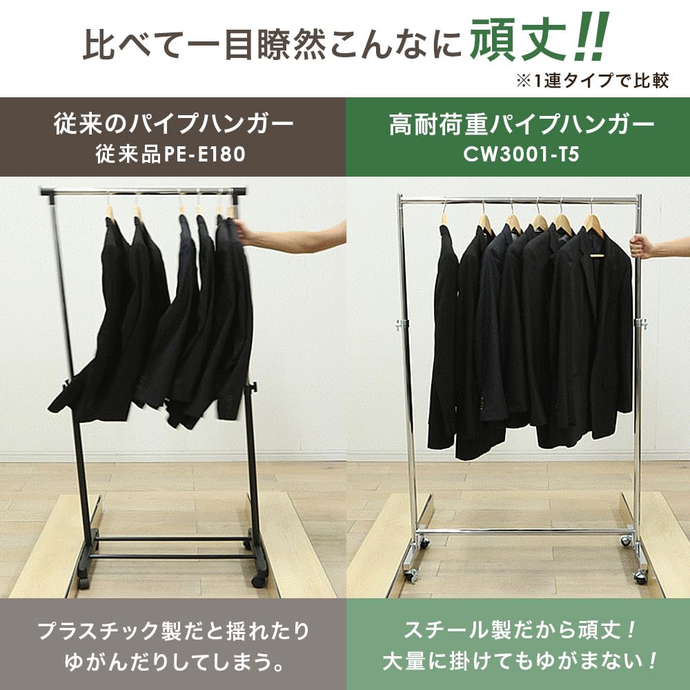 Iris Plaza Double Hanger Load Capacity With High Load Width 105 x Depth 52 x Height Pipe Rack, 190kg, Shelf, Capacity, Extendable, White, 117-182cm,