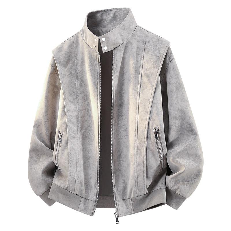 Leather Jacket Men's Autumn New PU Leather Jacket Middle-aged Men's Thin Large Size Leather Jacket Casual Leather Jacket