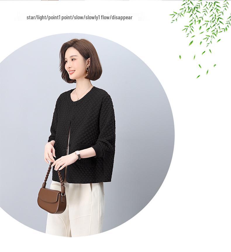 Women's Petite Loose Casual Round Neck Jacket for Middle-Aged & Elderly - Spring 2025