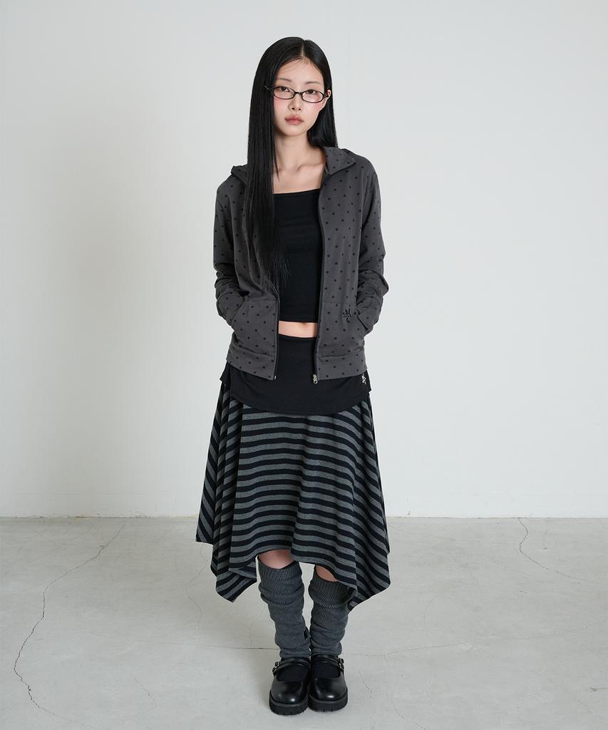 Isjabaibeu Stripe Symbol Unbalanced Skirt