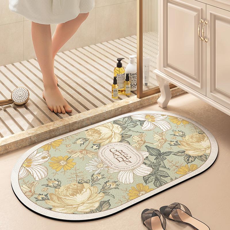 Bathroom absorbent floor mat household toilet door foot mat toilet carpet bathroom non-slip mat diatom mud cushion