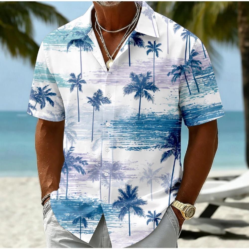Men's Coconut Tree 3D Print Shirt Button Up Shirt Casual Shirt Summer Shirt Short Sleeve Daily Vacation Clothing