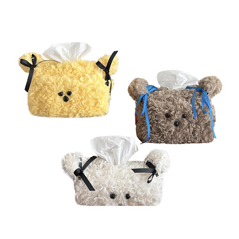 Cute Plush Puppy Tissue Box Car Home Kawaii Plush Tissue Boxes Removable Tissue Storage Container Desktop Paper Organizer New