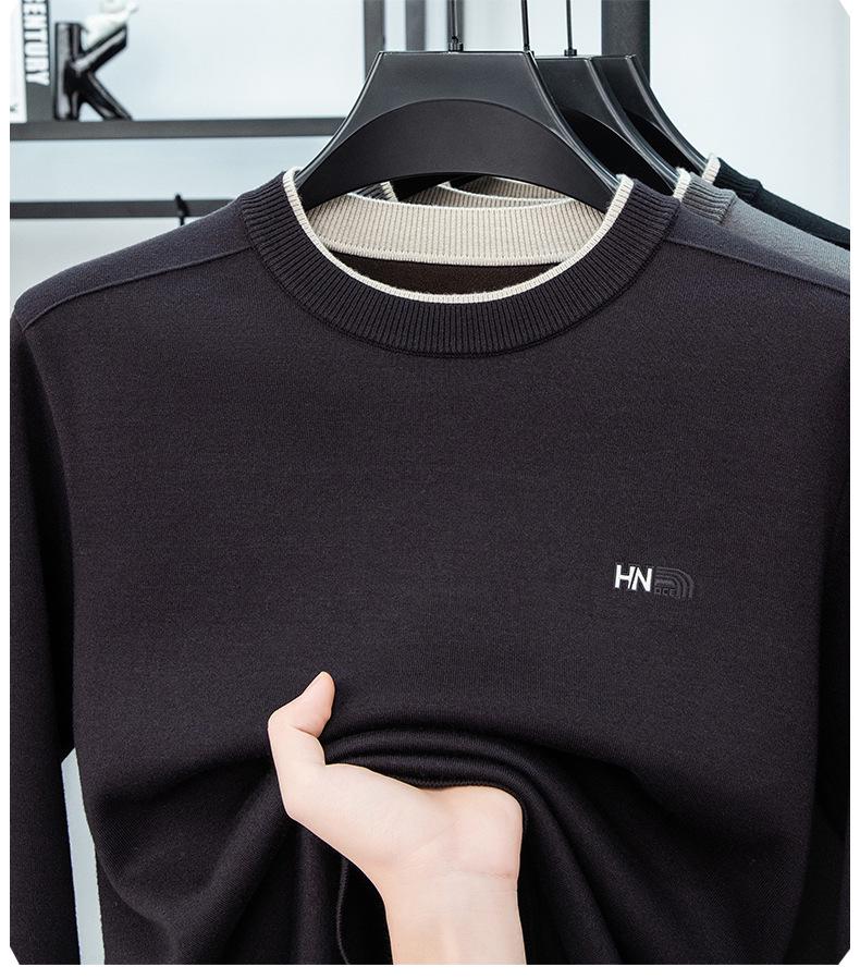 Men's Autumn Winter Embroidered Wool-Blend Knit Sweater