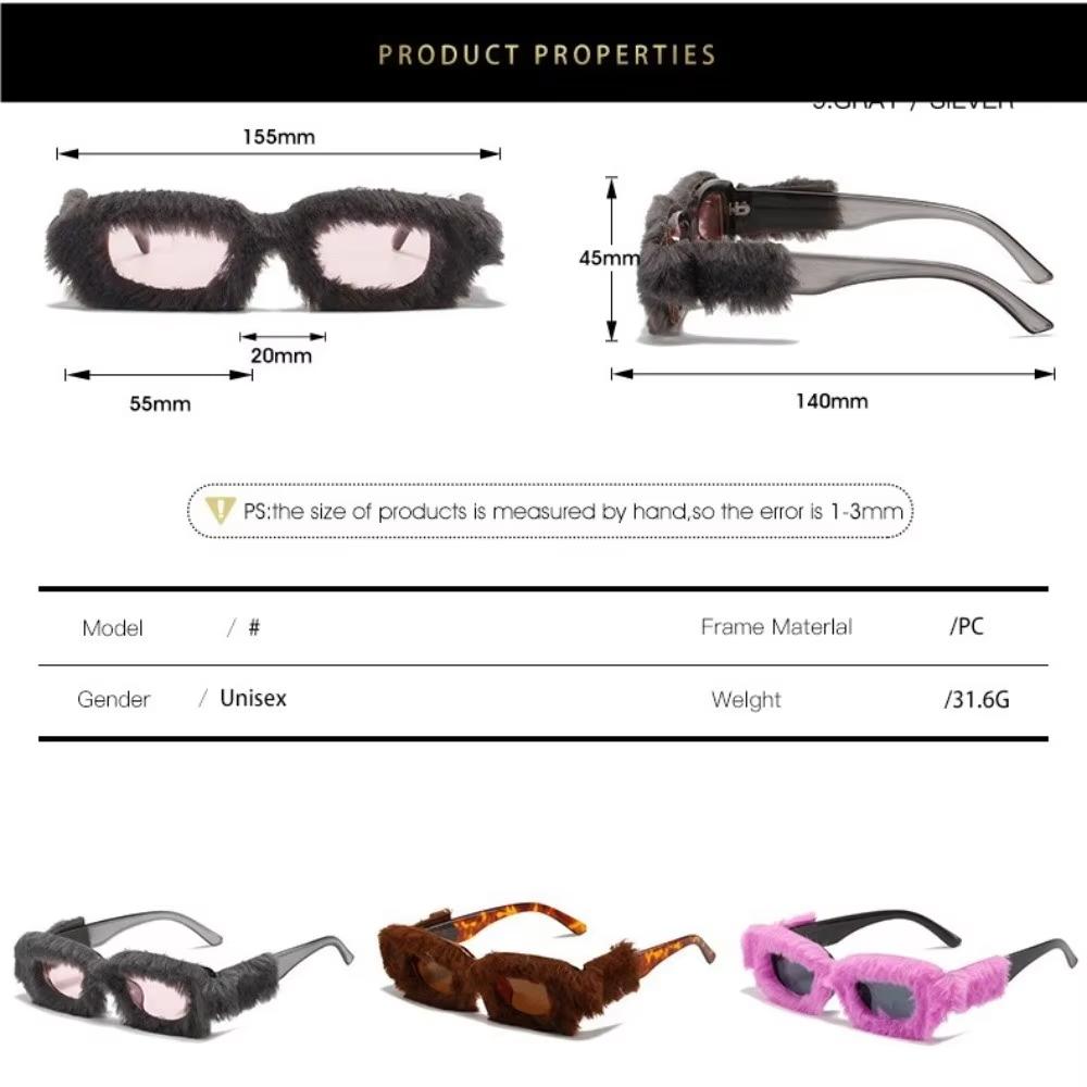 Rectangle Sunglasses Women Fashion New in Furry Frame Vintage Shades Eyewear Brand Design UV400 Winter Party Sun Glasses