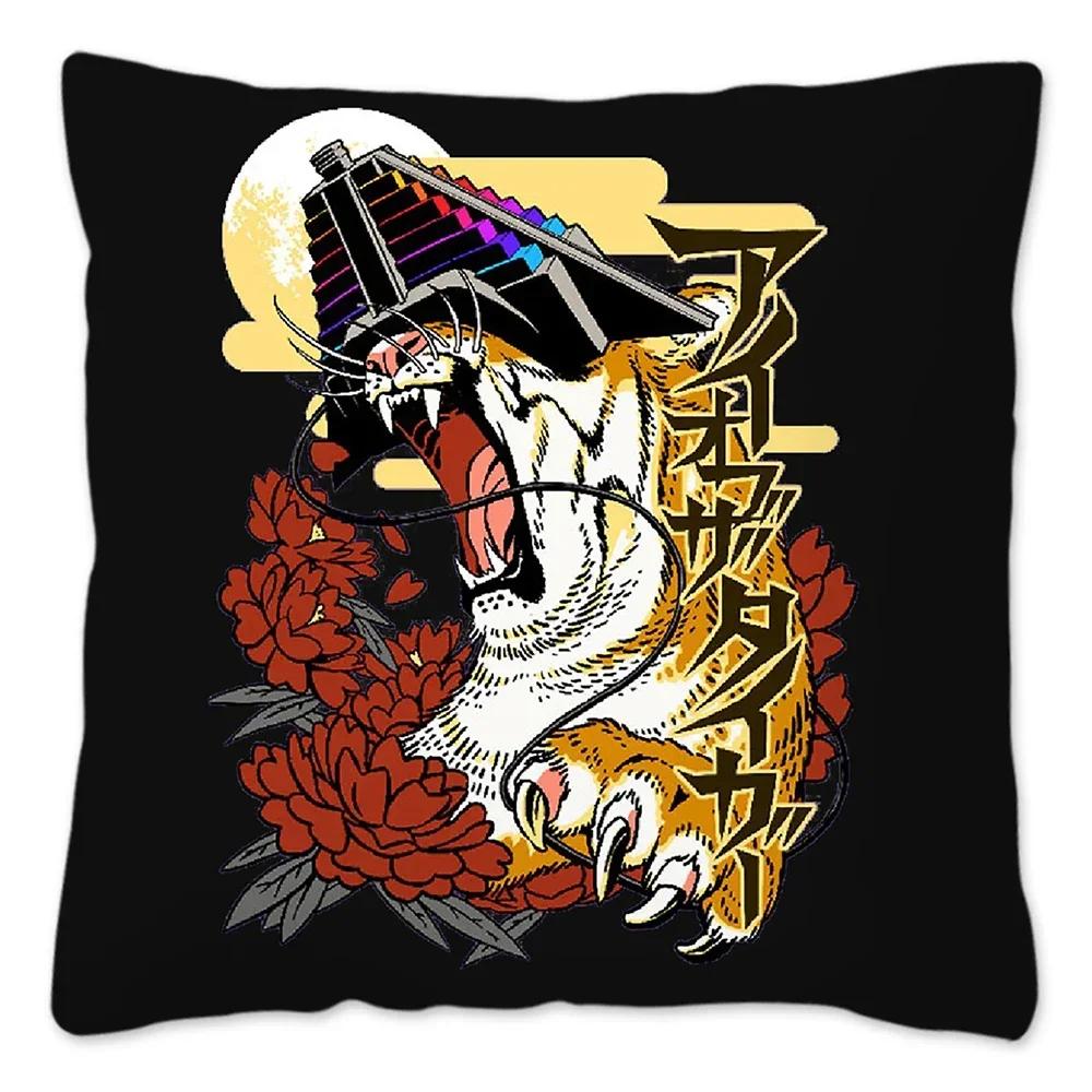 Tiger Head Printed Cushion Cover X Pillows Decorative  Animals Tiger Pillow Cover Home Decor Pillowcase For Couch