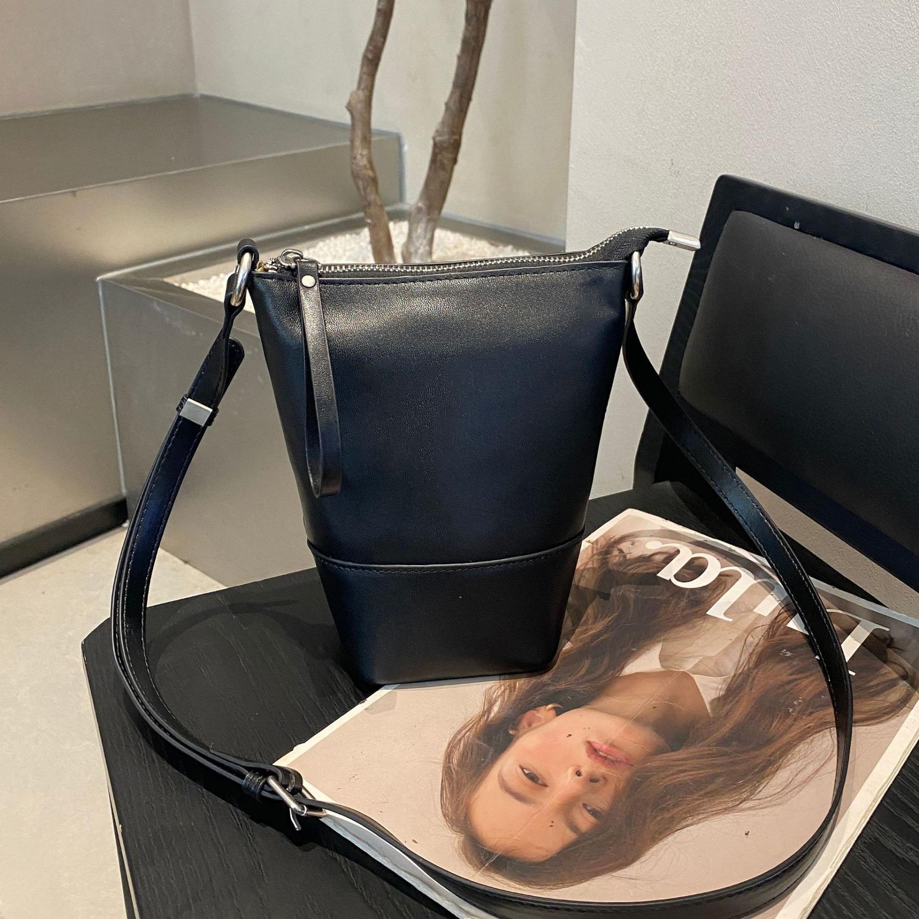 

Женские сумки из коровьей кожи, женские сумки, модные и практичные сумки-ведра, сумки-ракушки, простые и универсальные сумки-диагонали чёрный