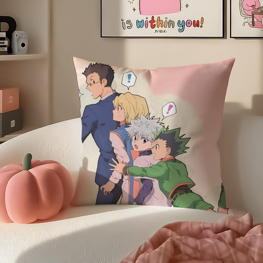 Thrilling Anime HHunter x Hunter Cushion Cover Pillowcase Short Plush Invisible zipper Room Sofa Cushion Cover