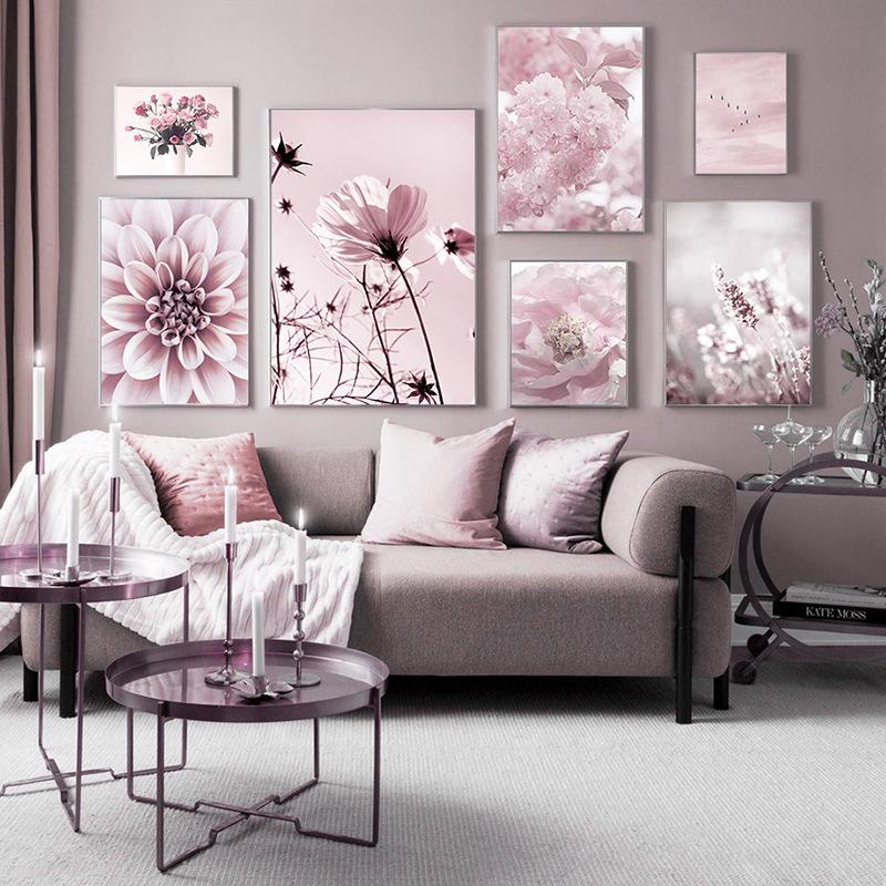 Lindas flores florescendo mulher senhora lona arte de parede impressões pintura moda blush selvagem botânico pôsteres sala de estar decoração imagem