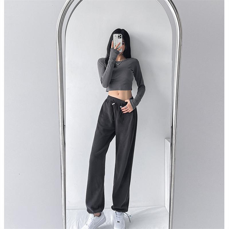 

Осень-зима 2022, модные простые спортивные штаны в стиле Харадзюку, женские спортивные штаны с высокой талией, повседневные широкие брюки, уличная женская одежда