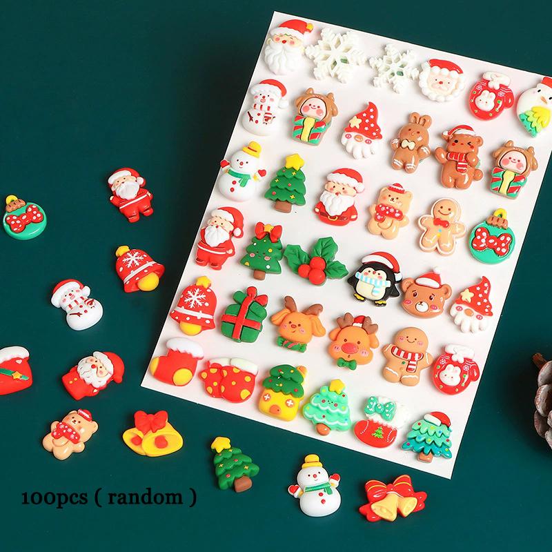 

WTEMPO Mini Cute Christmas Resin Accessories Suitable for DIY Crafts Hairband Accessories Scrapbooking Phone Case Making Accessories Party Gifts random*100pcs зелёный