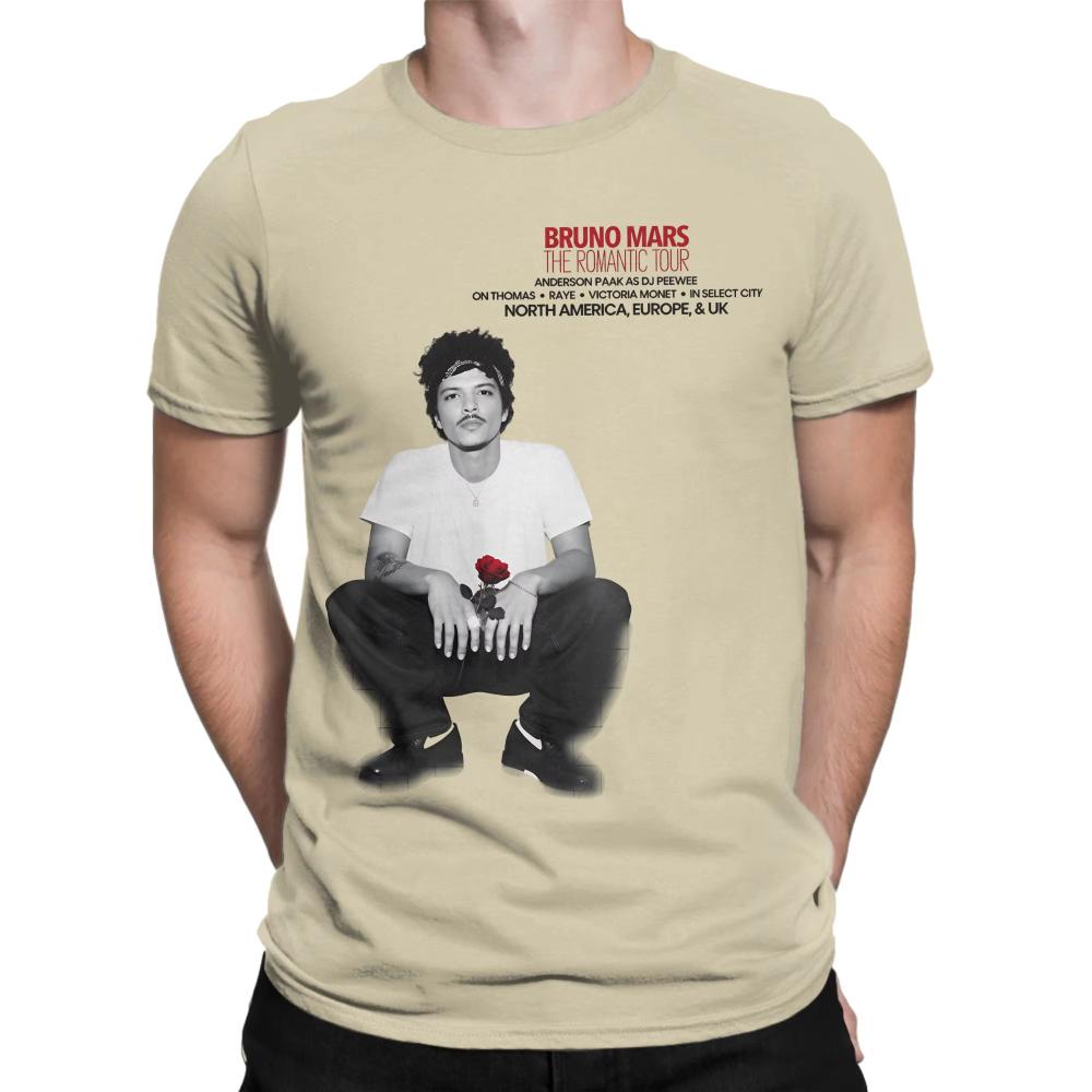 Rapper Brunos Mars The Romantic Tour TShirt Summer Mens Cotton T Shirts for Couple Fashion Casual Short Sleeve Y2K Retro Tops