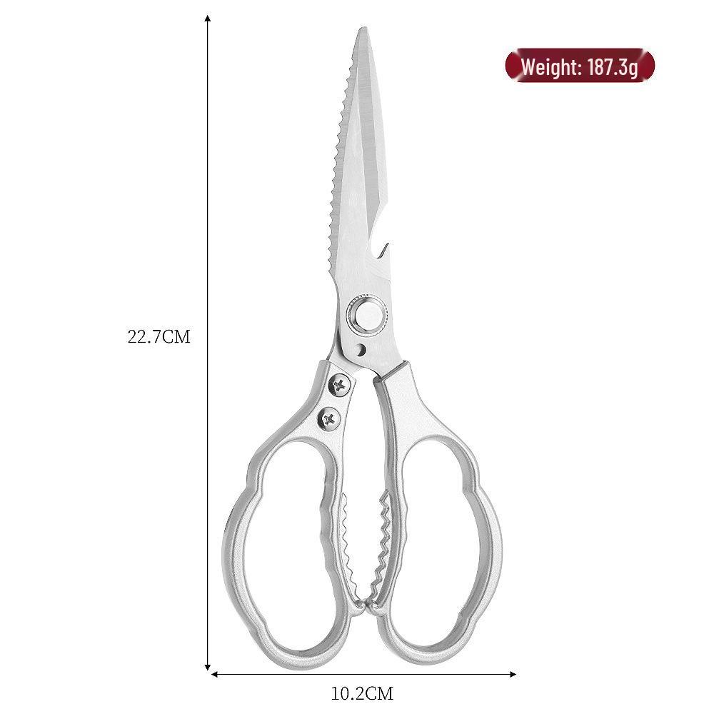 Stainless Steel Multifunctional Kitchen Scissors: Powerful for Bones, Meat, Chicken, and Walnut Cracking