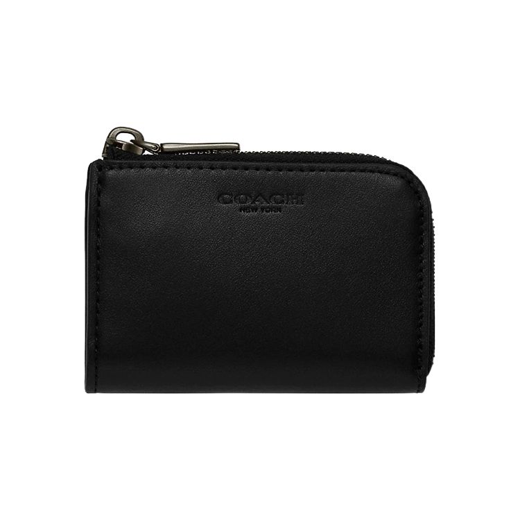 

Coach Card Case 12 Logo Embossed Zipper Closure Calfskin Wallet Unisex Wallets Black CD795G-BLK Basic Set (Bag+Dust Bag)
