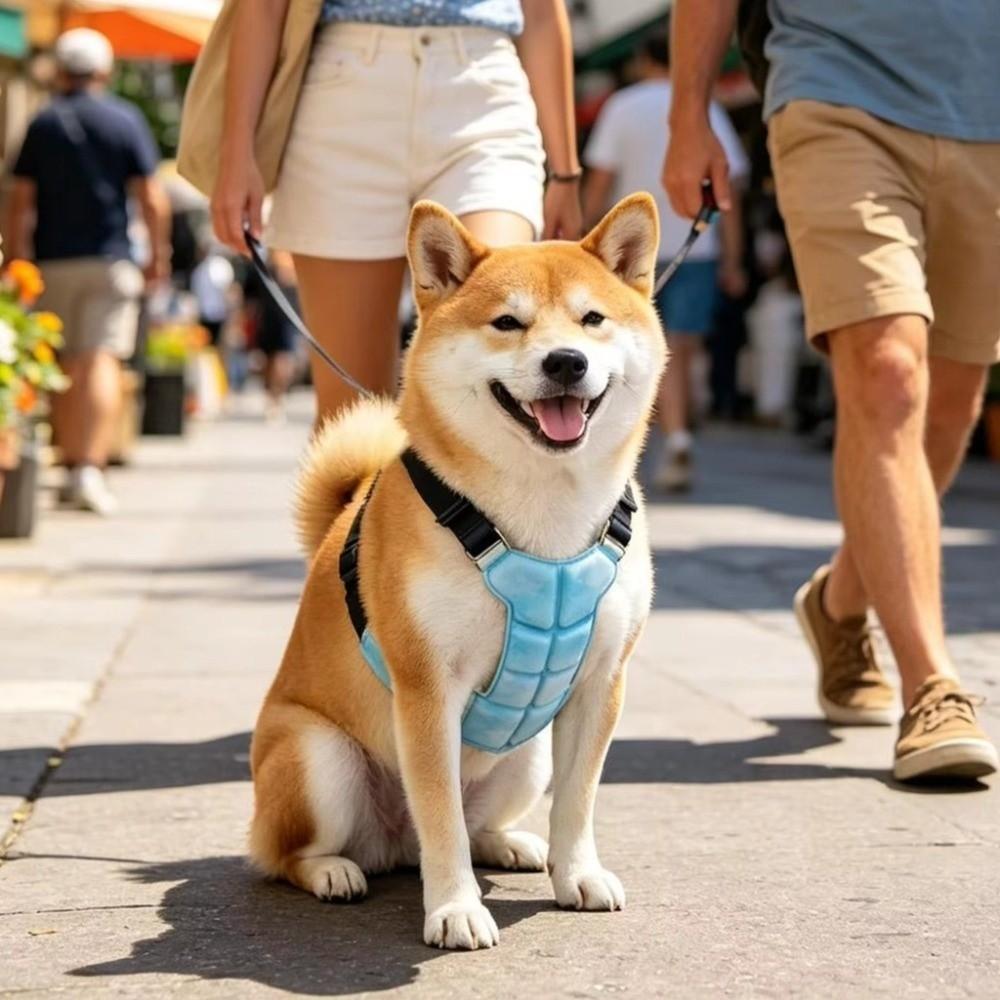 PCM Technology Pet Cooling Vest Breathable Padded Design Pet Ice Vest Physical Cooling Reflective Stripes Adjustable Pet Harness