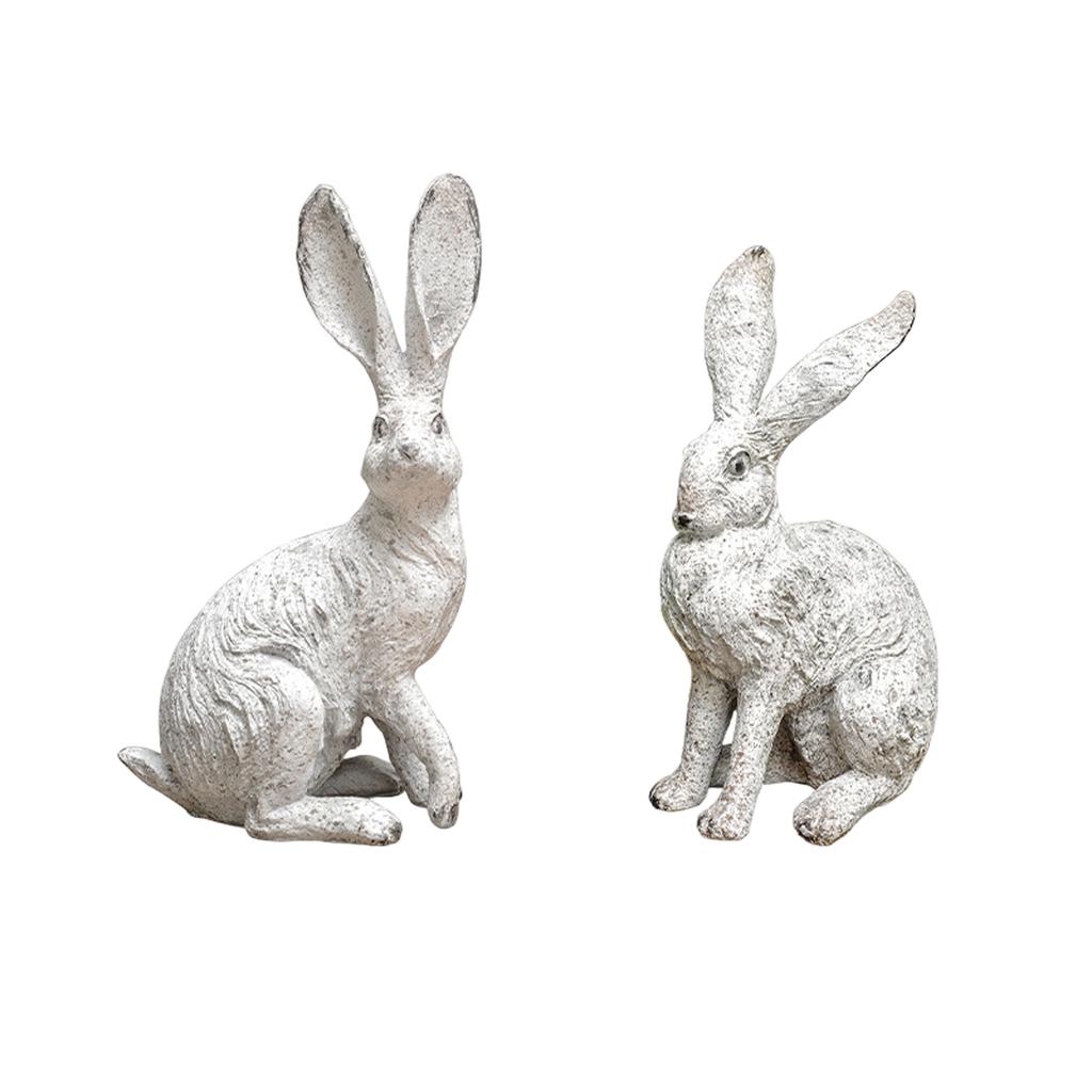 Resin Easter Bunny Simulation Animal Sculpture Ornament Retro Tale Gift