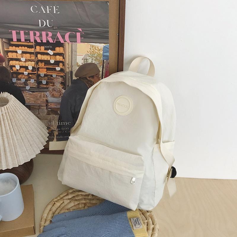 Spring New Nylon Lightweight Sports Backpack Ins Large Capacity Solid Color Student Schoolbag Casual Backpack