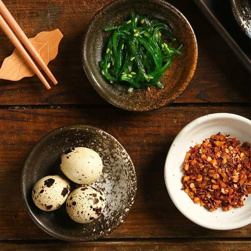 Japanese Seasoning Dish Creative Ceramic Soy Sauce Dish Dip Vinegar Plate 3-inch Round Small Plate Kitchen Supplies Tableware