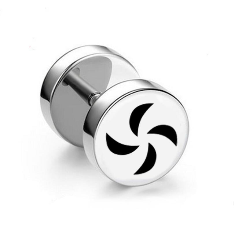 1Pc Punk Black Stainless Steel Round Stud Earrings Women Men Gothic Tunnel Barbell Dumbbell Earings Ear Piercing Zircon Gifts