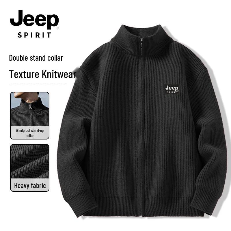JEEP SPIRIT Men's Winter Stand-Collar Knit Sweaters