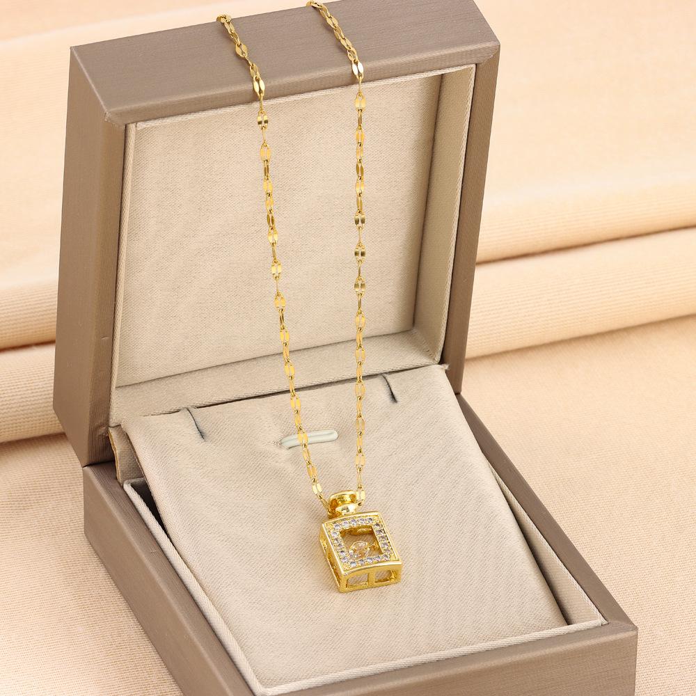 Douyin live stream beating heart smart perfume bottle titanium steel necklace women's stainless steel collarbone chain