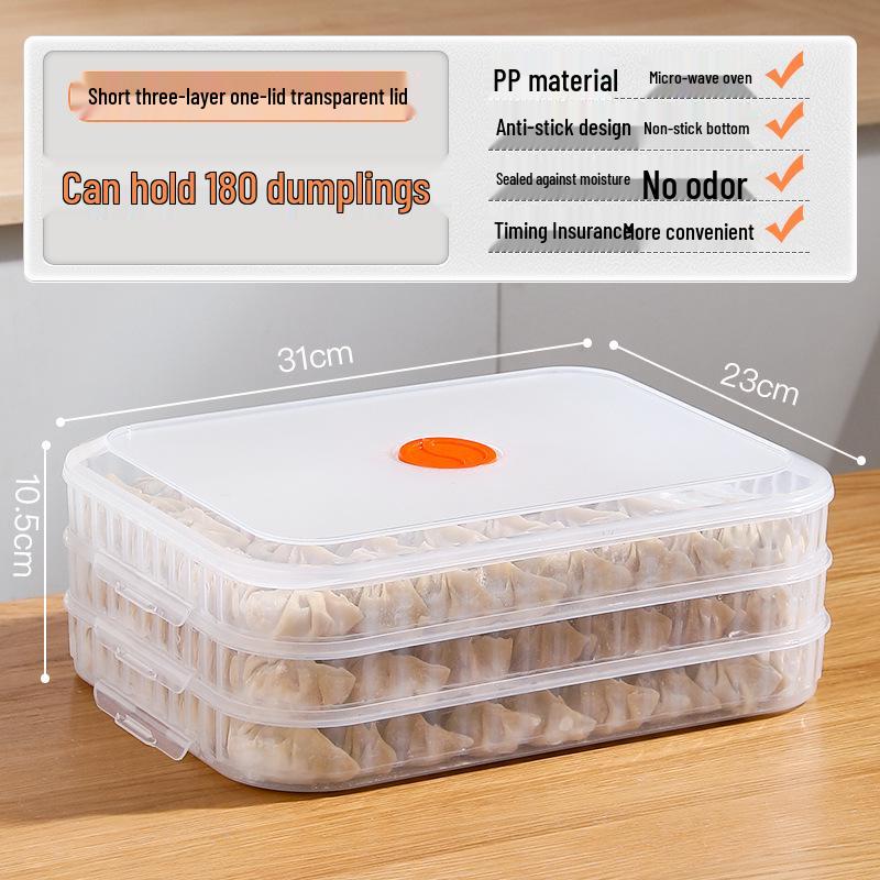 Dumpling & Wonton Freezer Storage Box for Fresh-Keeping and Quick-Freezing Noodles