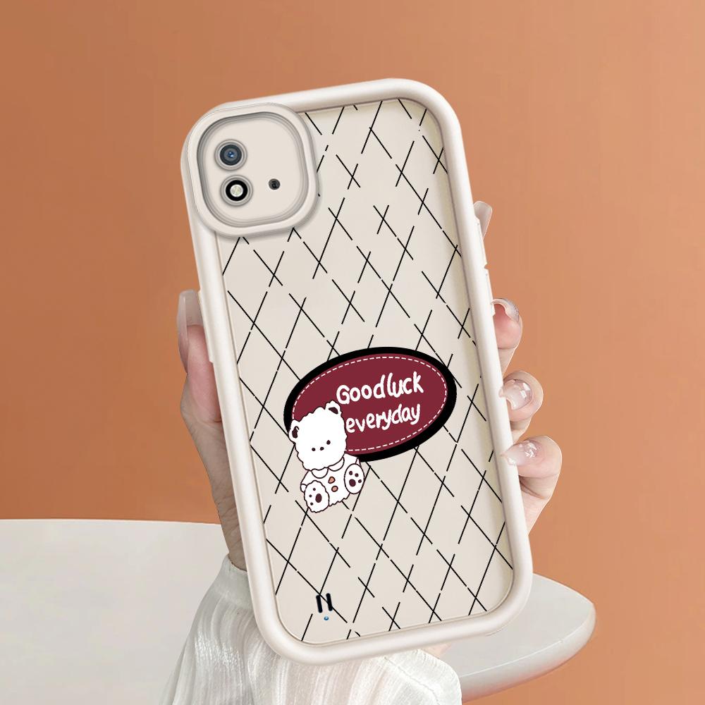 Soft Silicone Square Ladder Printing Pattern Phone Casing Full Cover Camera Shockproof Protection Rubber Case for OPPO Realme