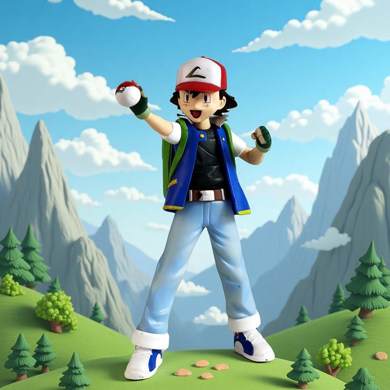 13cm/5.1in Pokemon Cartoon Anime Figure Trainer Xiao Chi Model Statue Pvc Desktop Decoration Children Toy Doll Christmas Gift