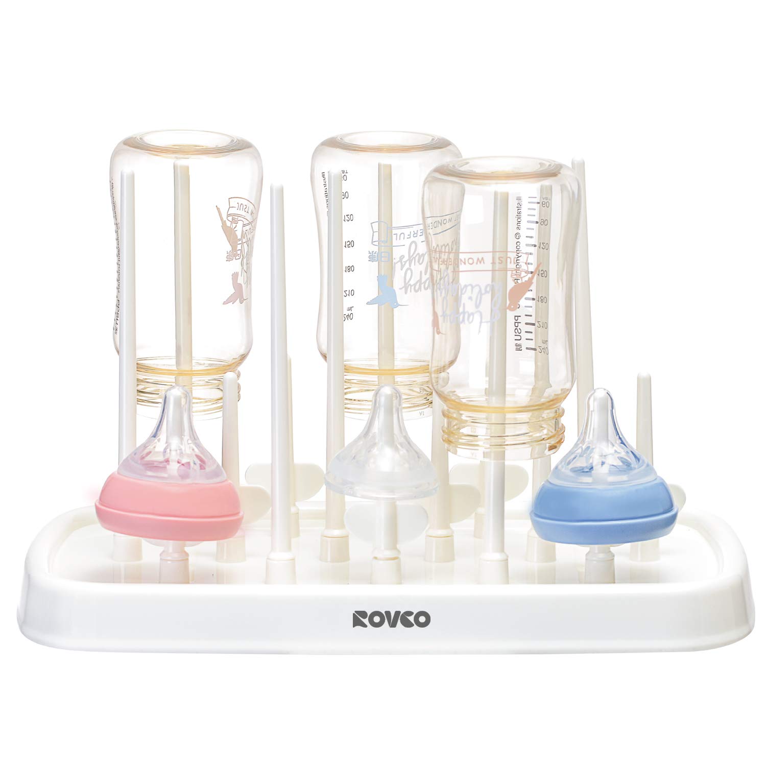 

Aelfox Polypropylene Baby Bottle Rack, Bottle Drainer, Dryer, Baby Bottle Stand, Draining Tray, Baby Bottle Cleaning Tool, Clean, Removable
