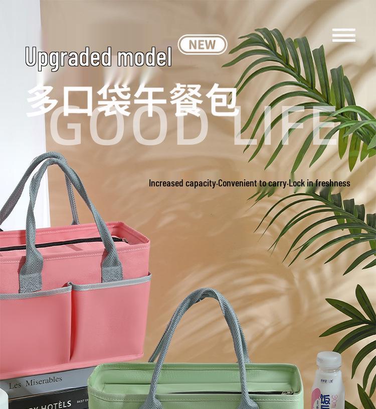 Koreanischer Stil Große Kapazität Isolierte Lunchtasche – Mehrere Taschen und Tragbar für die Arbeit oder den Außenbereich