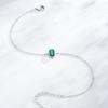 Ailmay 925 Sterling Silver Vintage Green Rectangular Zircon Chain Bracelet for Women Engagement Wedding Anniversary Gift
