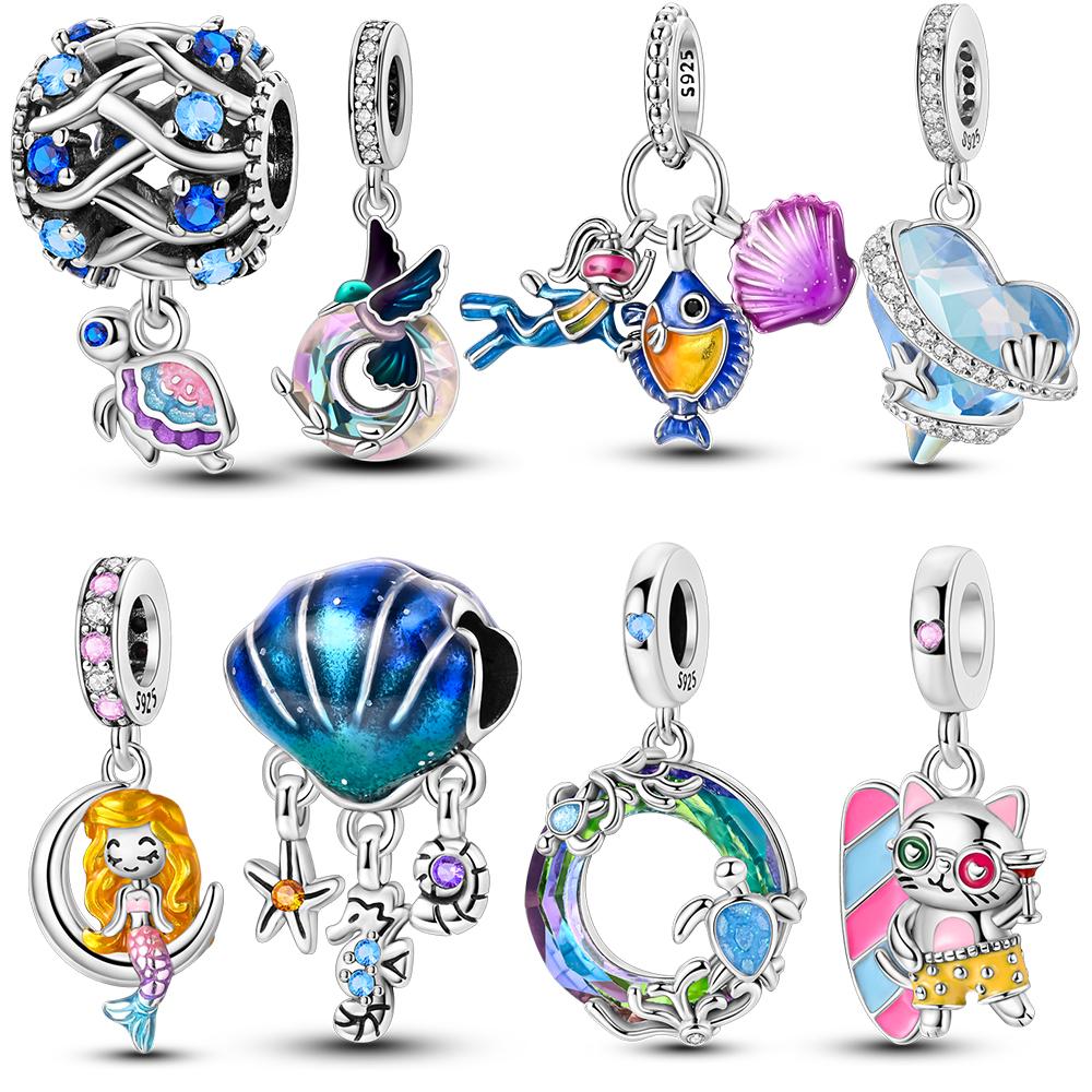 Compatible With Authentic Original Bracelet High Quality Fine Jewelry Copper Metal Ocean Series Mermaid Shell Turtle Charm Bead Components Bead