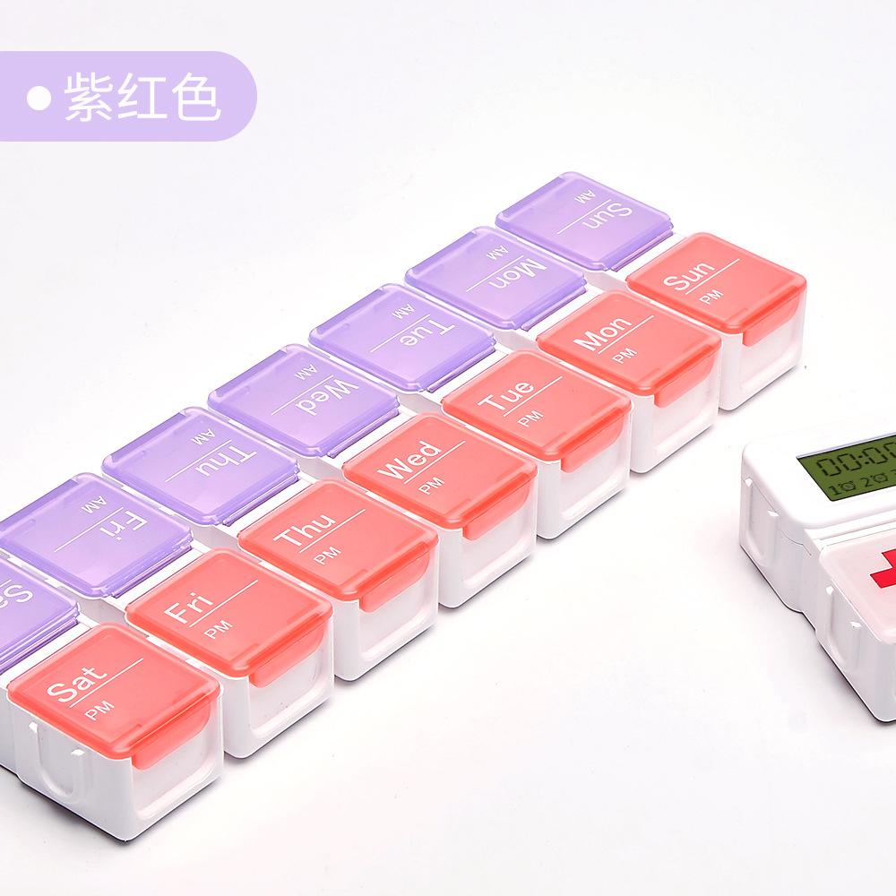 2026 Pill Organizer with Medicine Reminder Alarm Weekly Large Capacity Vitamin Box Organizer AM PM Daily Travel Medication Box